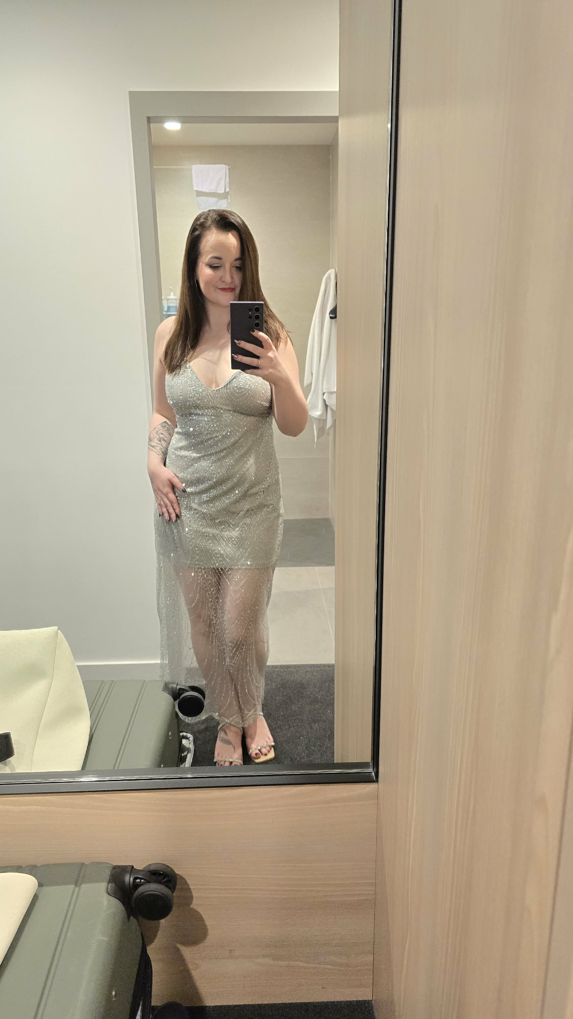 Client wearing a Wear Well Studio hire dress 3