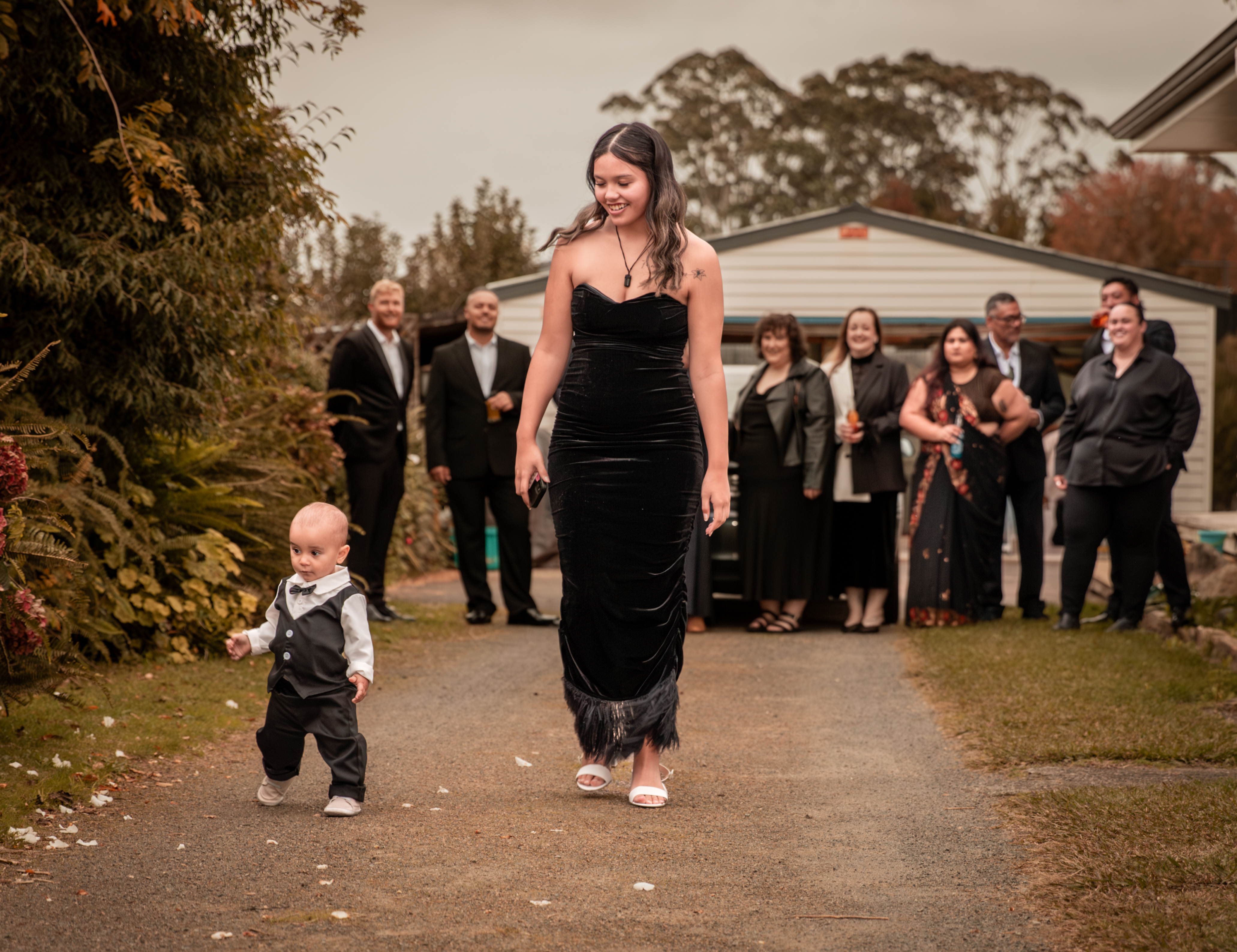 Client wearing a Wear Well Studio hire dress 6